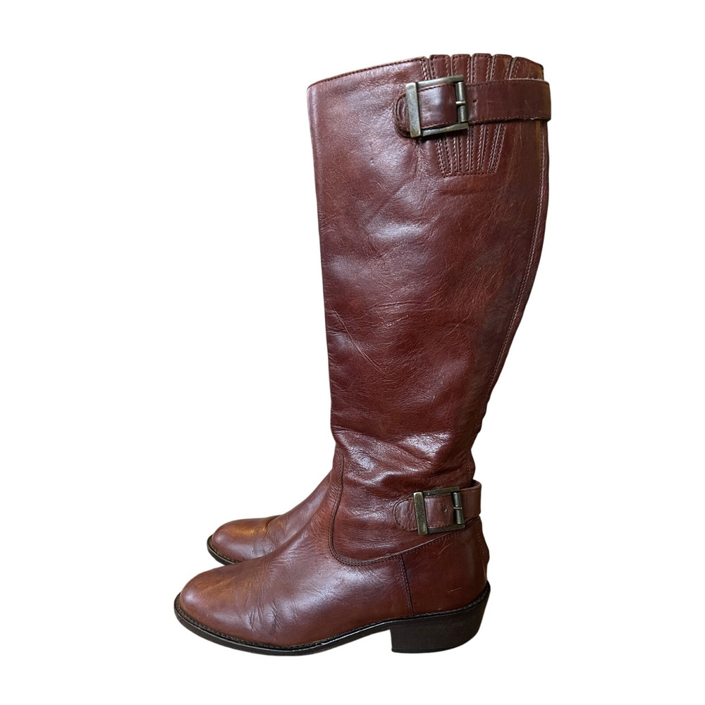 Saks Fifth Avenue 6 Tall Leather Riding Boots Vintage 70s Made in Italy Brown 36 - Picture 7 of 11